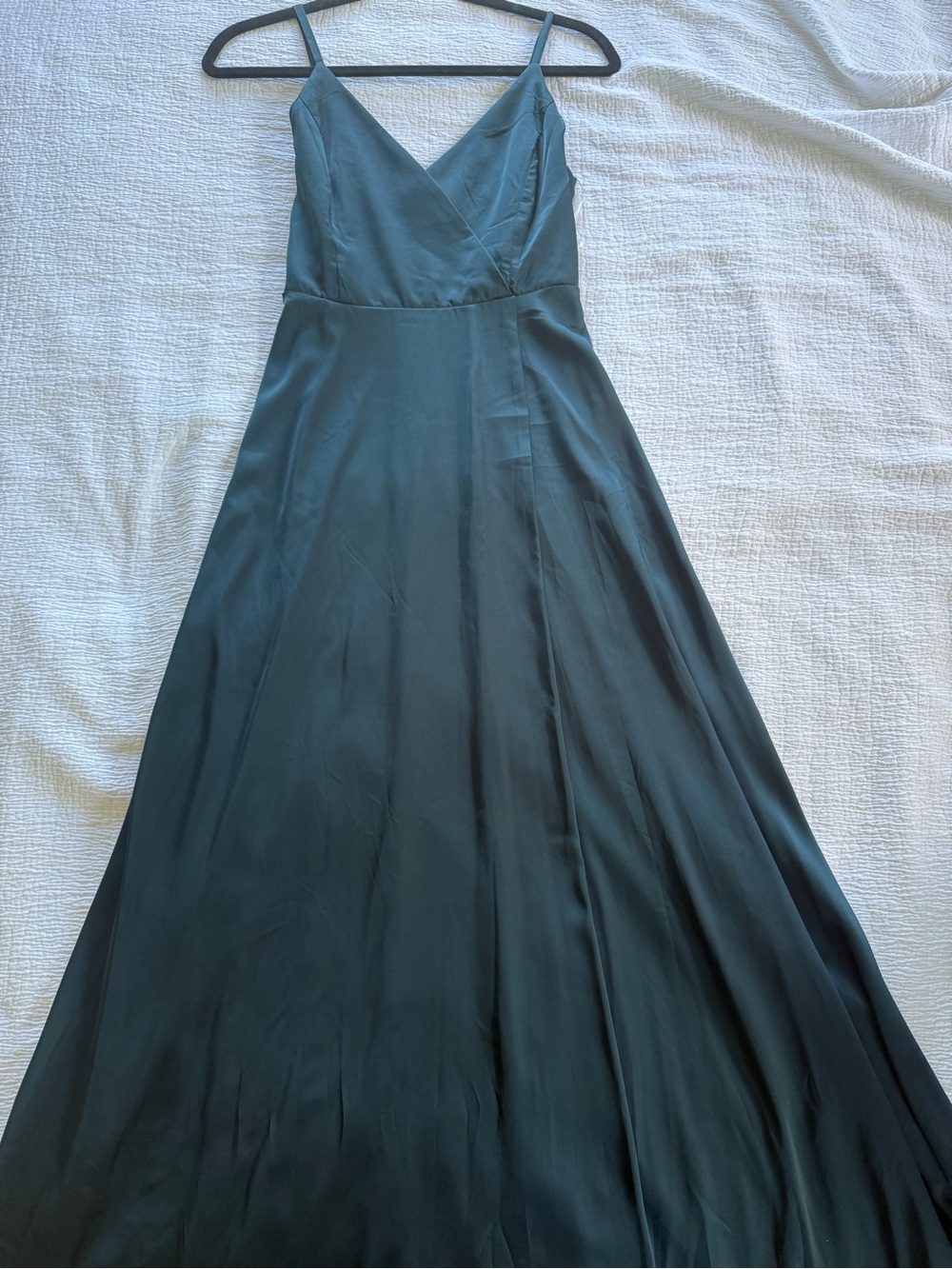 Lulus - Medium Satin Green Maxi Dress